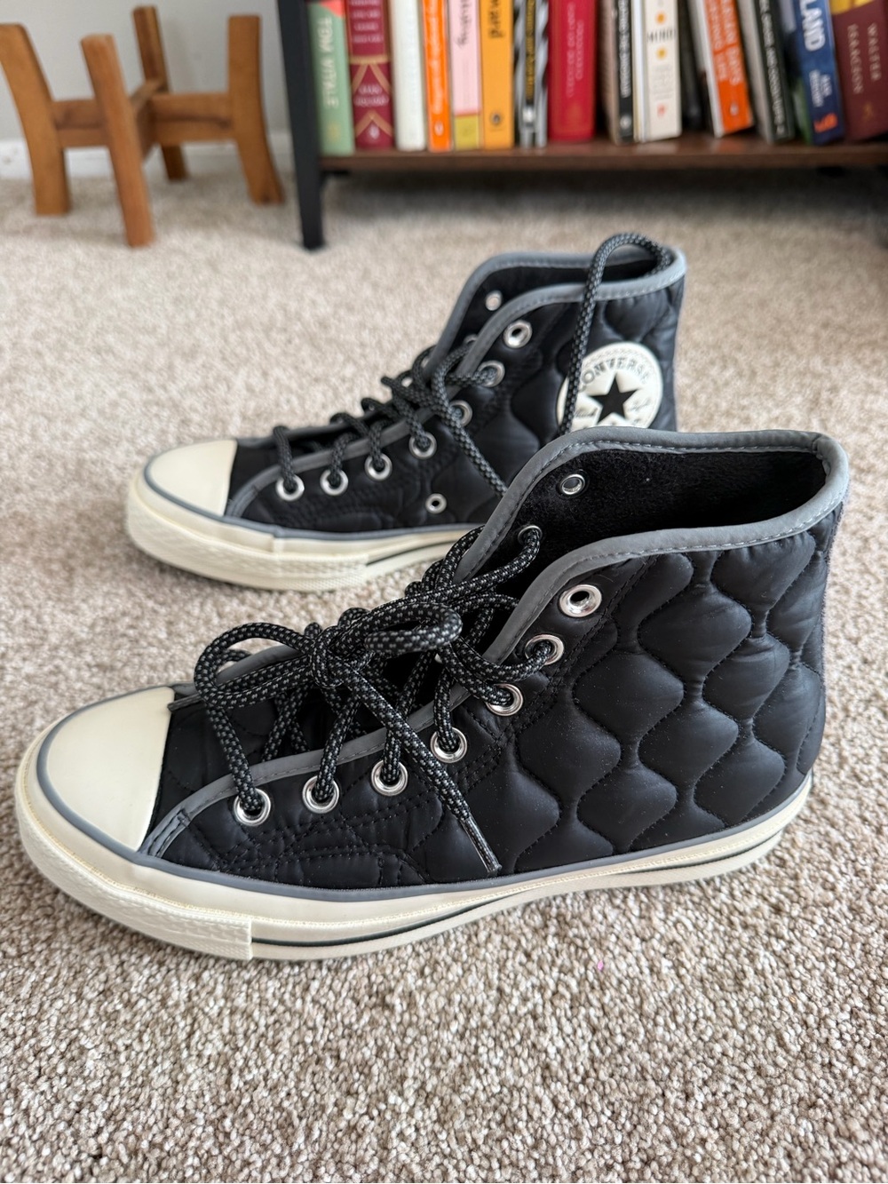 Converse Quilted High-Top Sneakers in Black and White